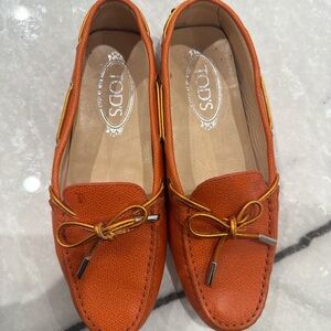Tod's Orange Leather Loafers